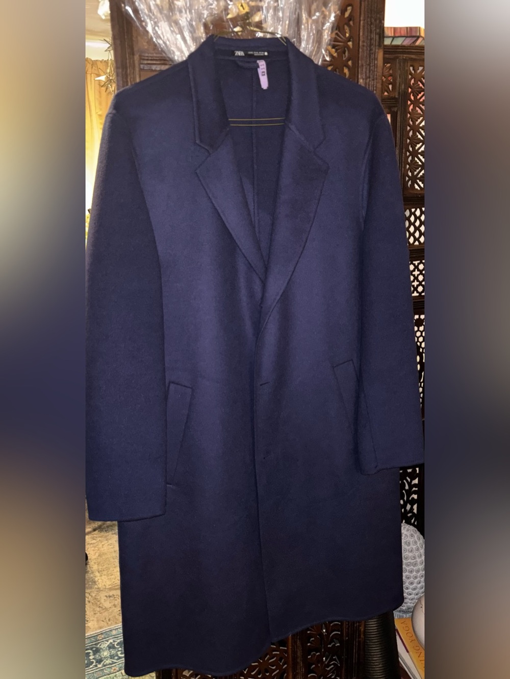 🏙️ZARA🏙️NAVY WOOL STRUCTURED TRENCH PRISTINE!!! - Picture 7 of 9